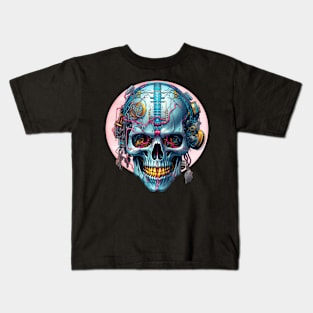 Neon Pulse Cyberpunk Skull Kids T-Shirt